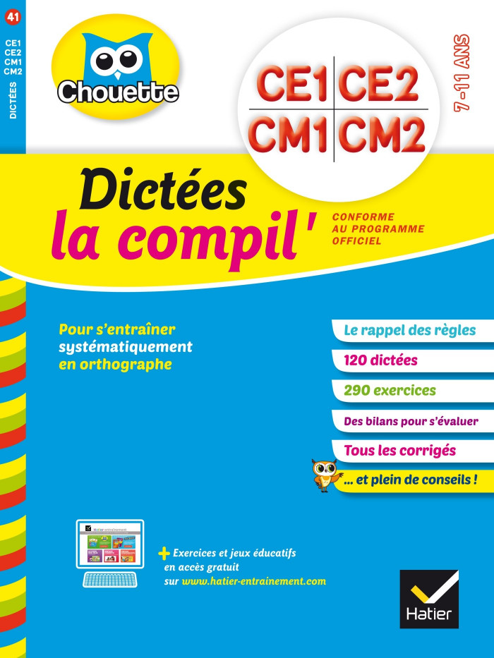 Couverture de Chouette : Dictées la compil', CE1 au CM2 (7-11 ans)