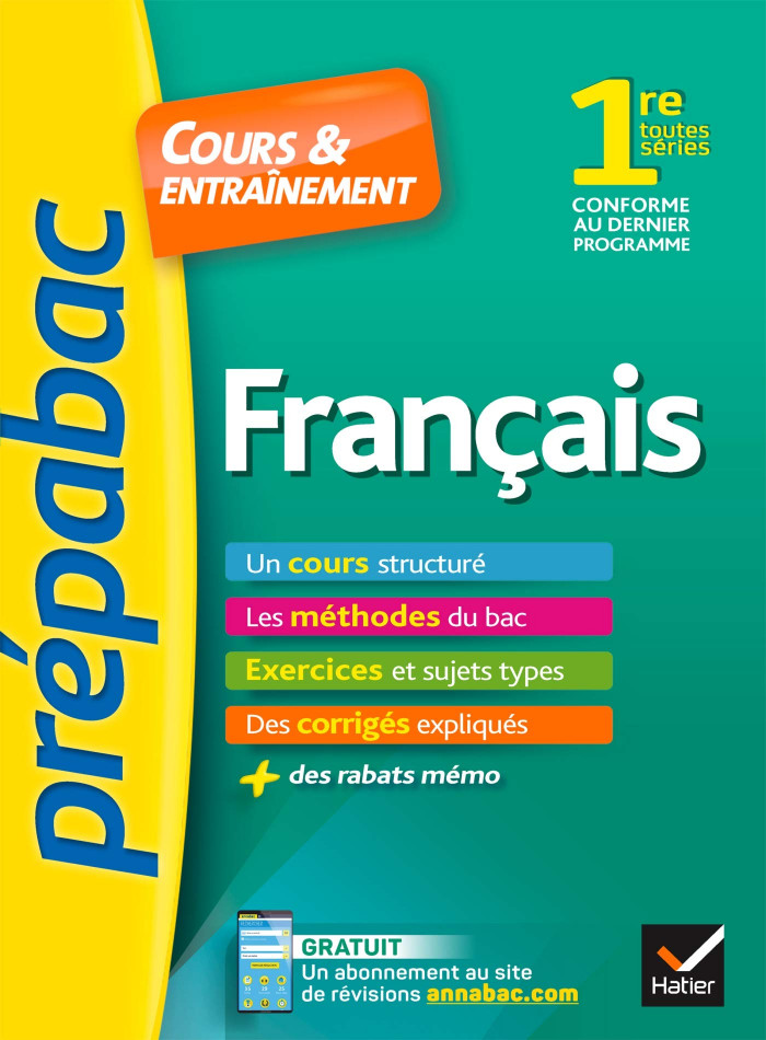 Couverture de Prépabac - Cours et entrainement: Toutes séries, Français, 1re