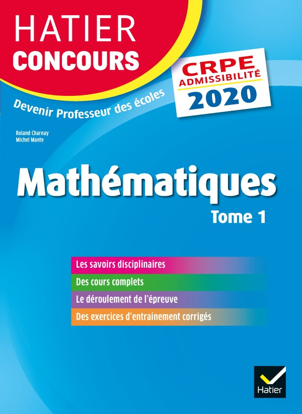 Couverture de Mathématiques tome 1 - CRPE 2020 - Épreuve écrite d'admissibilité