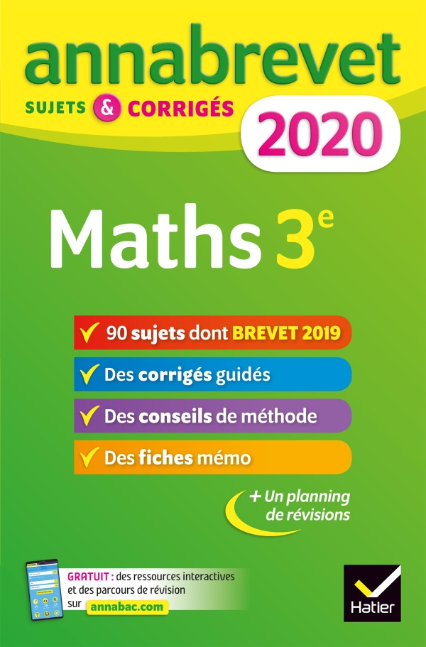 Couverture de Annabrevet 2020 : Maths 3e