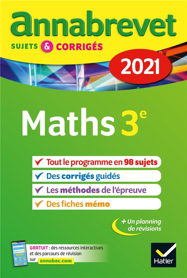 Couverture de Annabrevet 2021 : Maths 3e