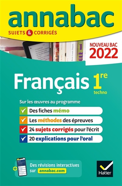 Couverture de Annabac 2022 : Français, 1re Technologique 