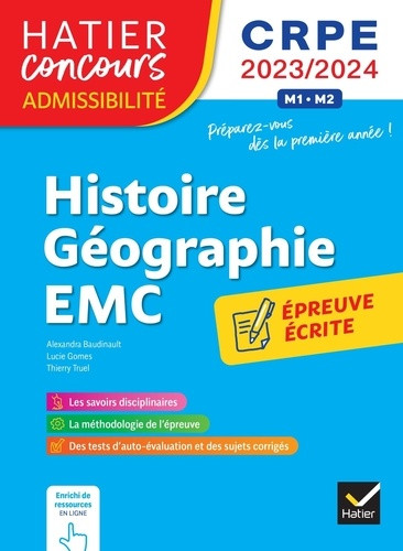 Couverture de Histoire-Géographie - EMC-CRPE 2023-2024 - Épreuve écrite d'admissibilité