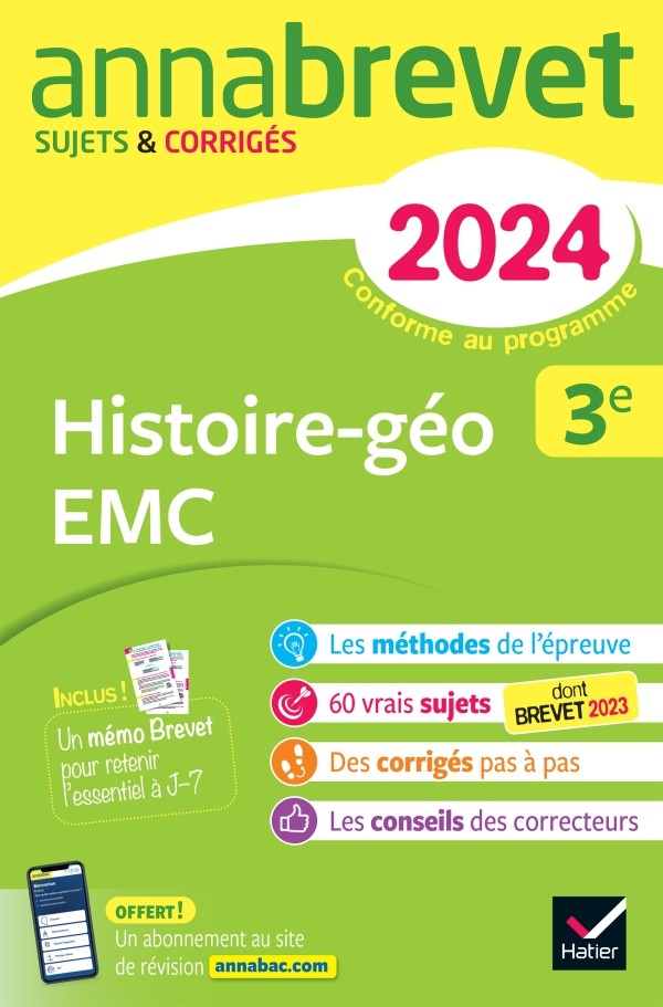 Couverture de Annabrevet 2024 : Histoire Géographie EMC, 3e
